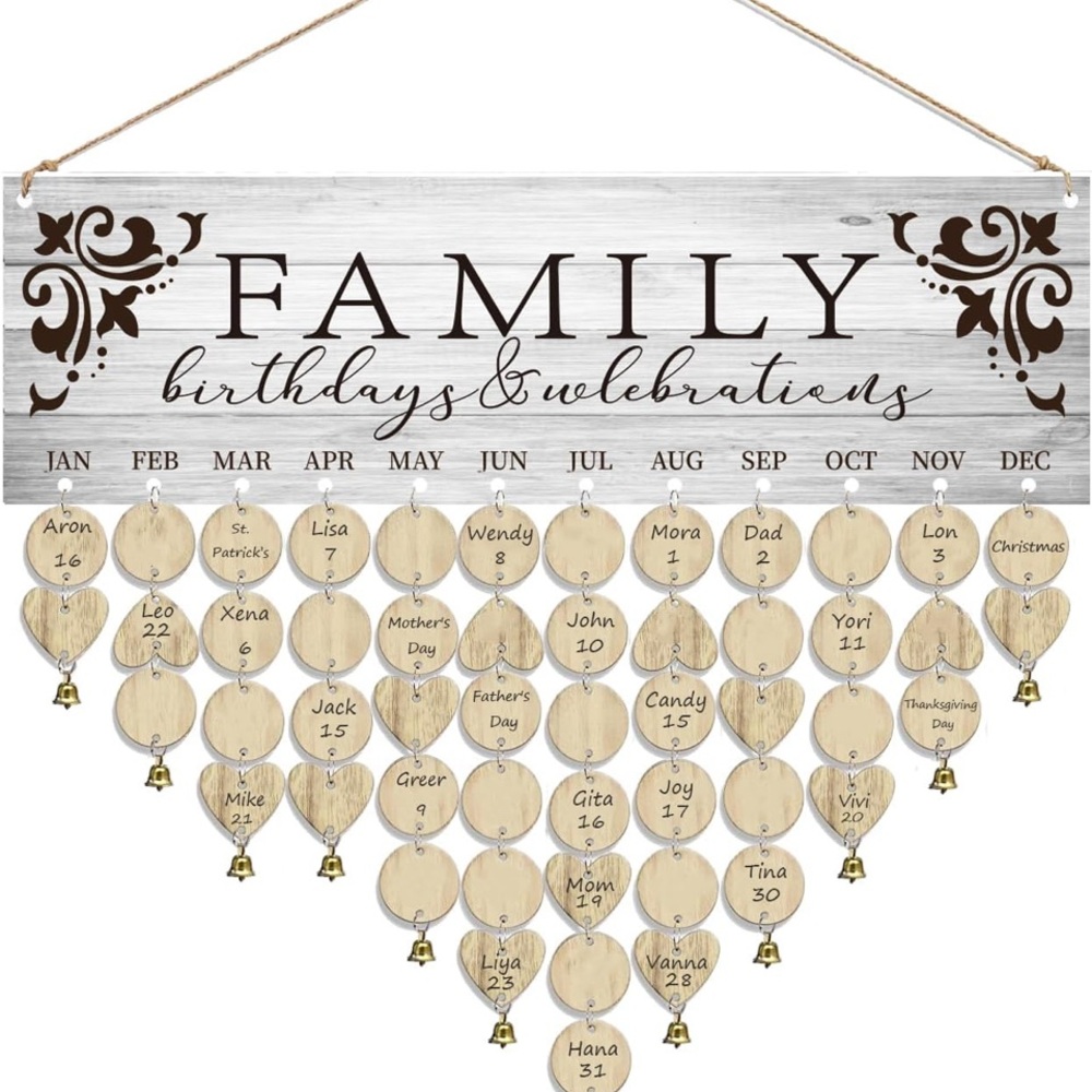 Family Birthday and Celebration Calendar Plaque